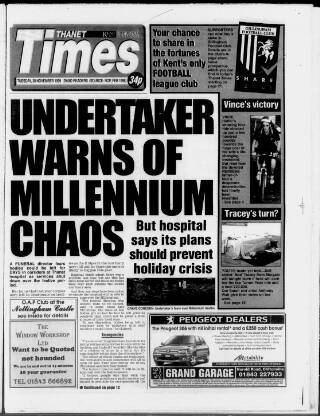 cover page of Thanet Times published on November 30, 1999