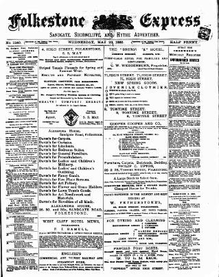 cover page of Folkestone Express, Sandgate, Shorncliffe & Hythe Advertiser published on May 29, 1889