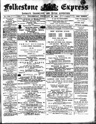 cover page of Folkestone Express, Sandgate, Shorncliffe & Hythe Advertiser published on February 28, 1894