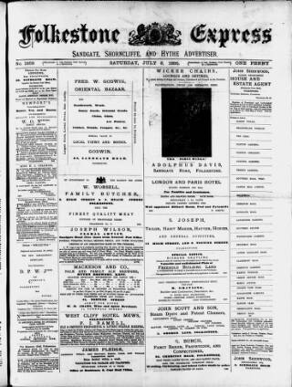 cover page of Folkestone Express, Sandgate, Shorncliffe & Hythe Advertiser published on July 6, 1895