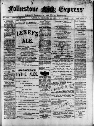 cover page of Folkestone Express, Sandgate, Shorncliffe & Hythe Advertiser published on December 30, 1899