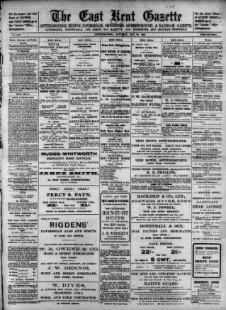 cover page of East Kent Gazette published on May 29, 1909