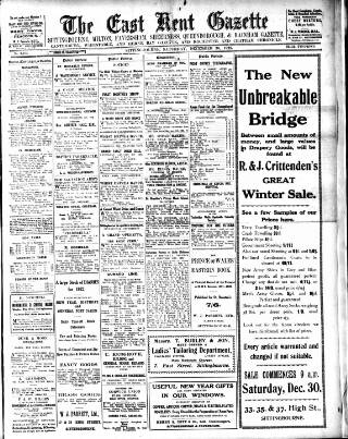 cover page of East Kent Gazette published on December 30, 1922