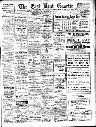 cover page of East Kent Gazette published on February 28, 1925