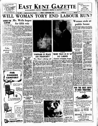 cover page of East Kent Gazette published on September 18, 1959