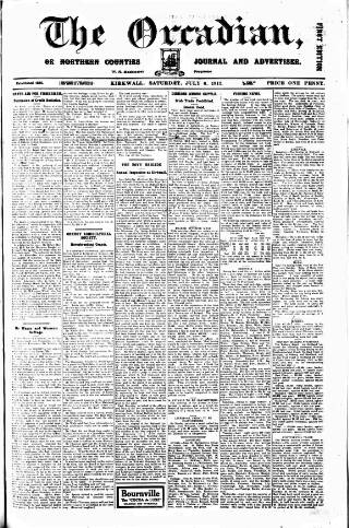 cover page of Orcadian published on July 6, 1912