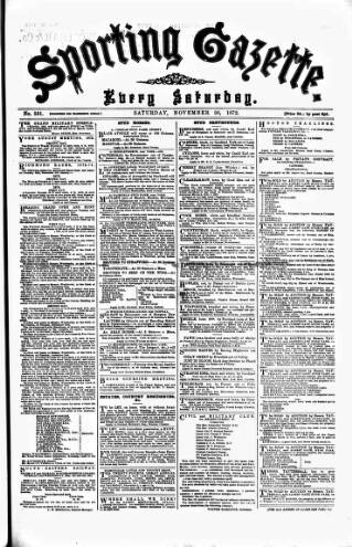 cover page of Sporting Gazette published on November 30, 1872