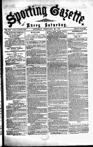 cover page of Sporting Gazette published on February 28, 1874