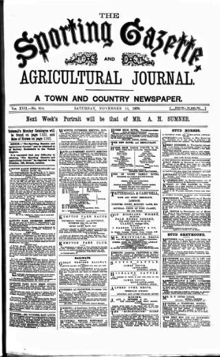 cover page of Sporting Gazette published on November 15, 1879