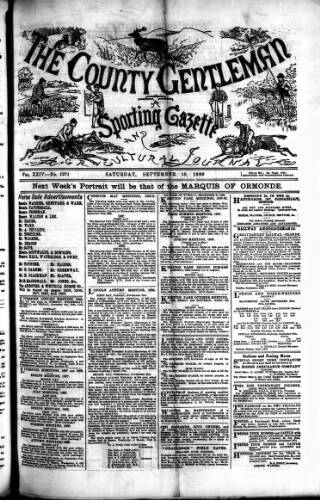 cover page of Sporting Gazette published on September 18, 1886