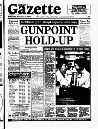 cover page of Harefield Gazette published on November 15, 1995