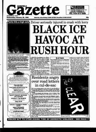 cover page of Harefield Gazette published on February 28, 1996