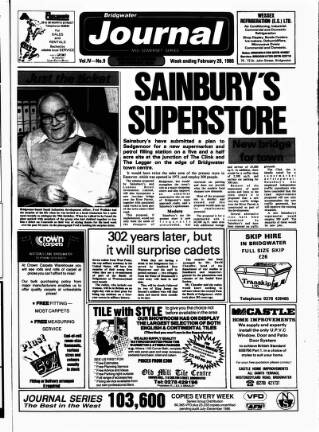 cover page of Bridgwater Journal published on February 28, 1987