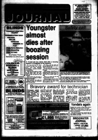 cover page of Bridgwater Journal published on November 3, 1990