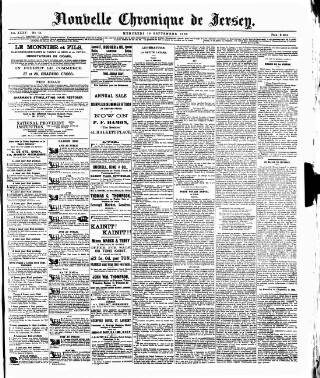 cover page of Nouvelle Chronique de Jersey published on September 18, 1889