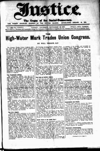 cover page of Justice published on September 18, 1919