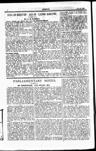 cover page of Justice published on July 6, 1922