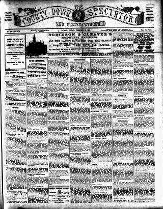 cover page of County Down Spectator and Ulster Standard published on February 28, 1908