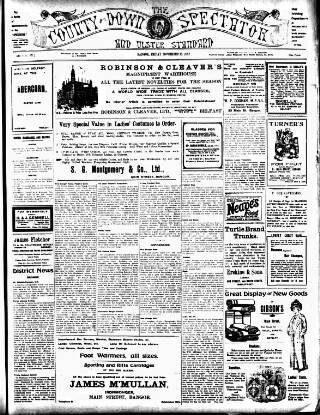 cover page of County Down Spectator and Ulster Standard published on November 15, 1912