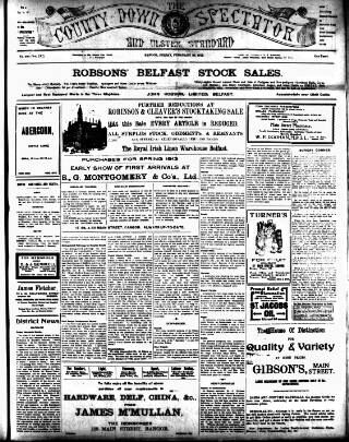 cover page of County Down Spectator and Ulster Standard published on February 28, 1913