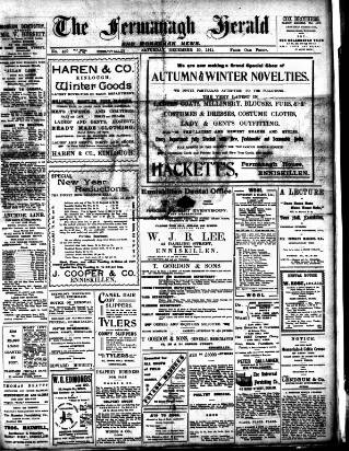 cover page of Fermanagh Herald published on December 30, 1911