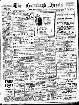 cover page of Fermanagh Herald published on November 15, 1913