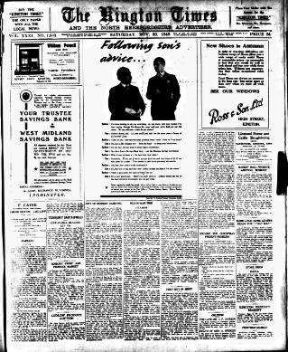 cover page of Kington Times published on November 30, 1940