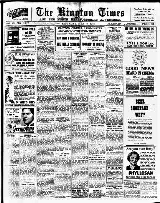 cover page of Kington Times published on July 6, 1946