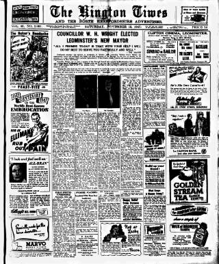 cover page of Kington Times published on November 15, 1947