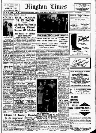 cover page of Kington Times published on February 28, 1958
