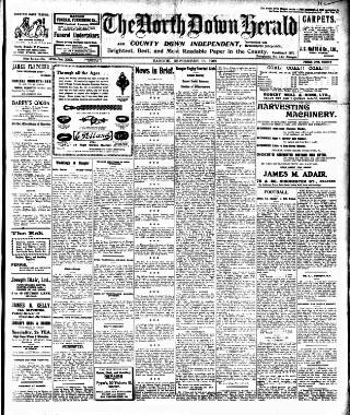cover page of North Down Herald and County Down Independent published on September 18, 1908