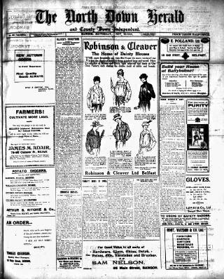 cover page of North Down Herald and County Down Independent published on November 15, 1919