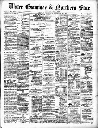 cover page of Ulster Examiner and Northern Star published on September 18, 1873