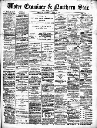 cover page of Ulster Examiner and Northern Star published on July 6, 1875