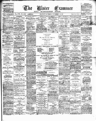 cover page of Ulster Examiner and Northern Star published on November 15, 1879