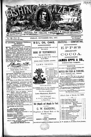 cover page of Fishing Gazette published on November 30, 1877