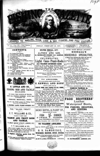 cover page of Fishing Gazette published on February 28, 1879
