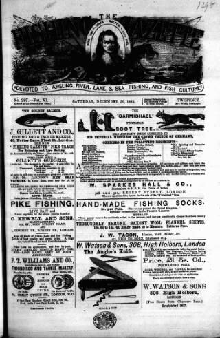 cover page of Fishing Gazette published on December 30, 1882