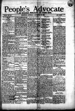 cover page of People's Advocate and Monaghan, Fermanagh, and Tyrone News published on November 30, 1895