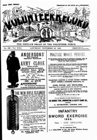 cover page of Volunteer Record & Shooting News published on November 30, 1895