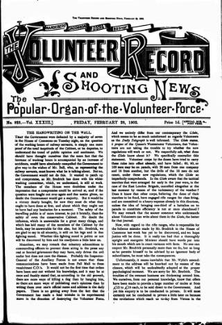cover page of Volunteer Record & Shooting News published on February 28, 1902