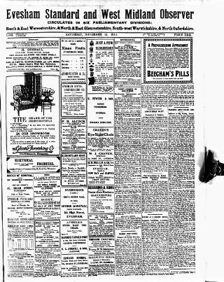 cover page of Evesham Standard & West Midland Observer published on November 15, 1919