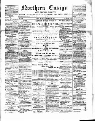 cover page of Northern Ensign and Weekly Gazette published on December 30, 1880