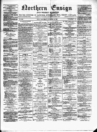 cover page of Northern Ensign and Weekly Gazette published on November 30, 1887