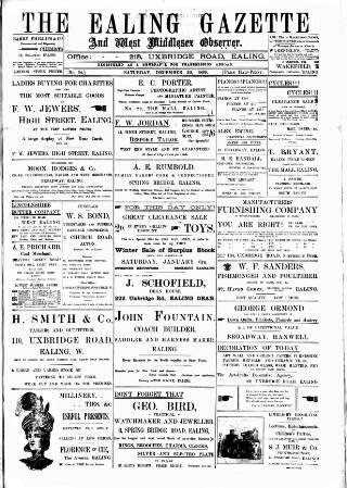 cover page of Ealing Gazette and West Middlesex Observer published on December 30, 1899