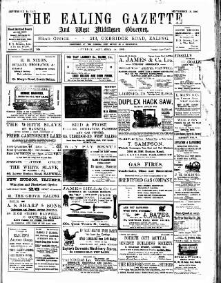 cover page of Ealing Gazette and West Middlesex Observer published on September 18, 1909