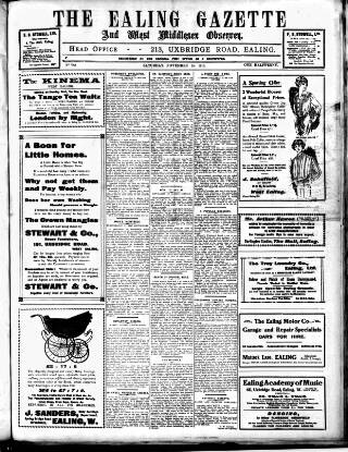 cover page of Ealing Gazette and West Middlesex Observer published on November 15, 1913