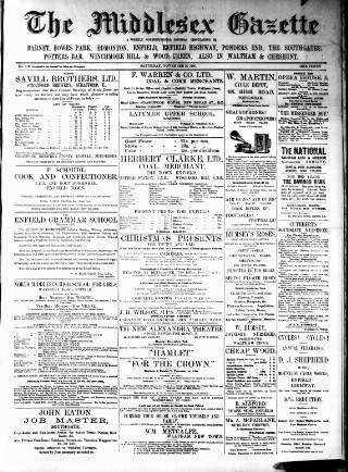 cover page of Middlesex Gazette published on November 30, 1901