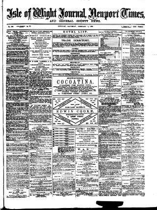 cover page of Isle of Wight Journal published on February 9, 1889