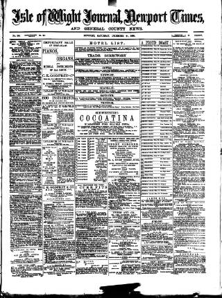 cover page of Isle of Wight Journal published on December 21, 1889
